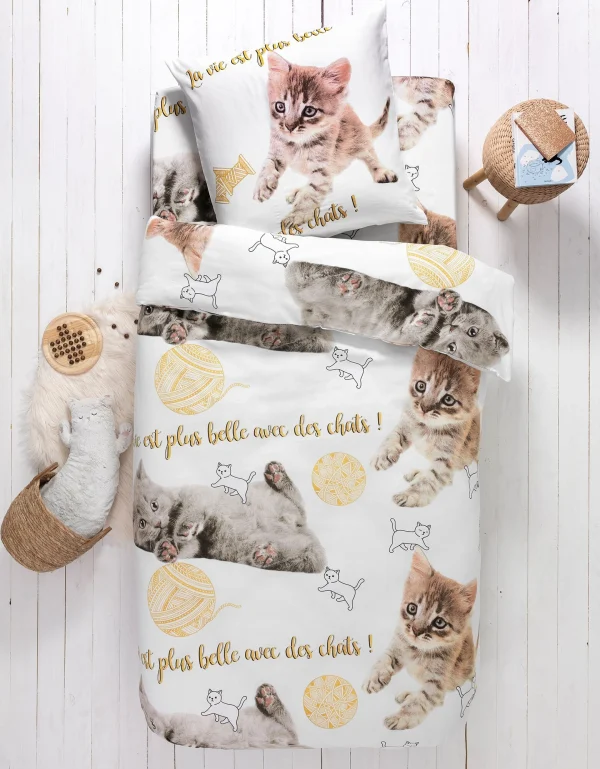 Blancheporte Linge De Lit Enfant Mimie – Coton Imprimé Chats 1