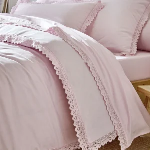 Colombine Linge De Lit Uni Dentelle Coton 13