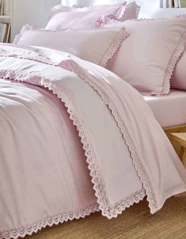 Colombine Linge De Lit Uni Dentelle Coton 4