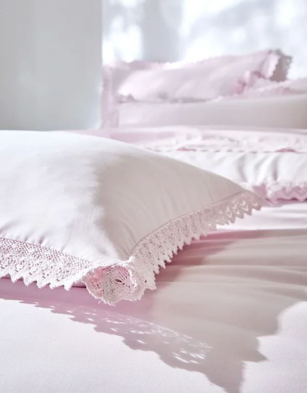 Colombine Linge De Lit Uni Dentelle Coton 5