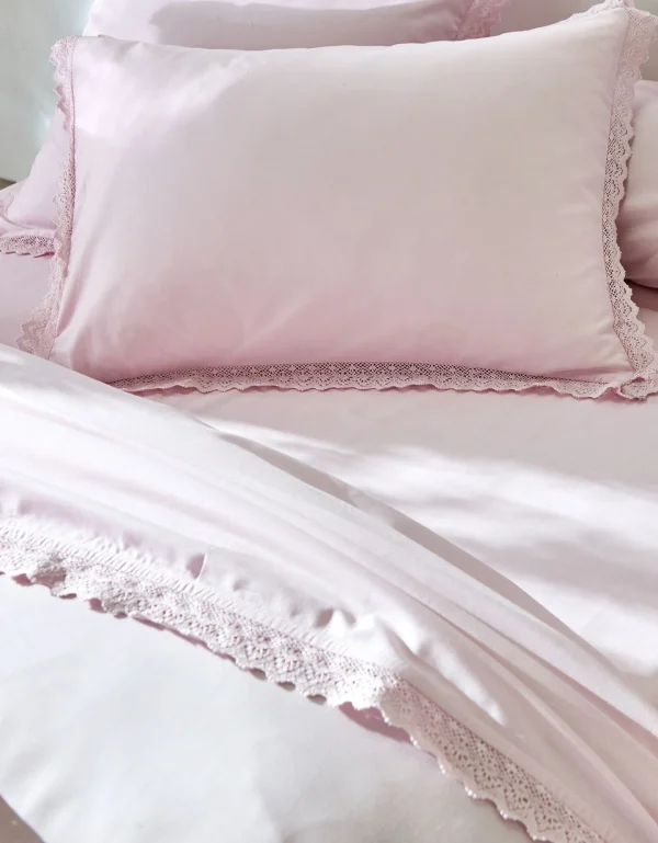 Colombine Linge De Lit Uni Dentelle Coton 8