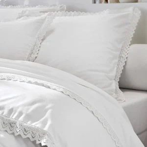 Colombine Linge De Lit Uni Dentelle Coton 13