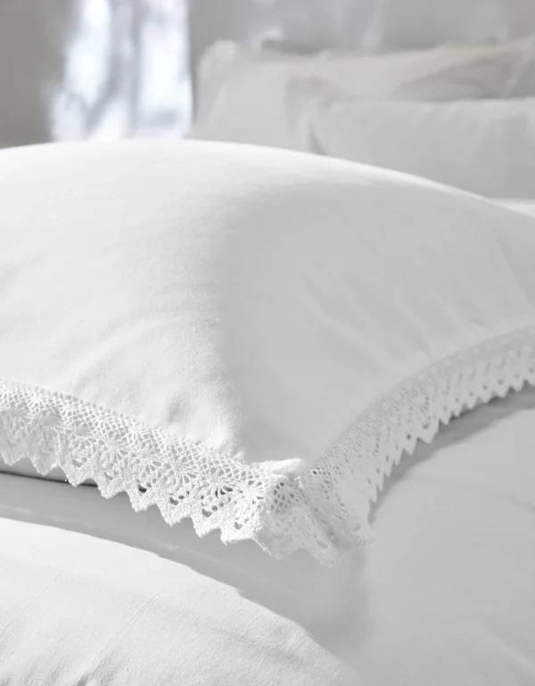 Colombine Linge De Lit Uni Dentelle Coton 6