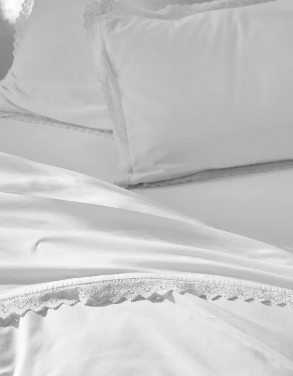 Colombine Linge De Lit Uni Dentelle Coton 8