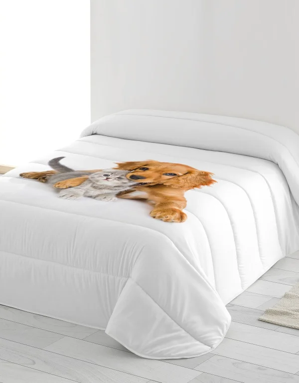 Blancheporte Couette Microfibre Imprimée Chat Et Chien 200 G/m² 3